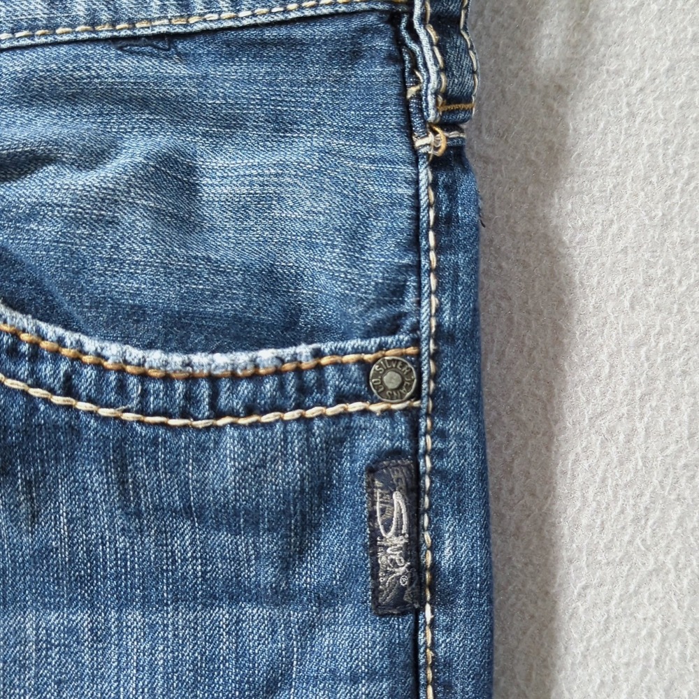 Silver Jeans Zac Flap Straight Mens 31x32 Blue Relaxed Fit Contrast Stitch Denim - Picture 5 of 12